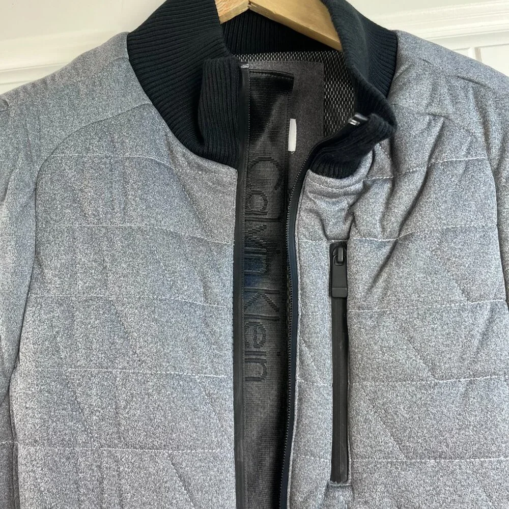 Calvin Klein Puffer Vest Men’s Medium Grey Full Zip Winter Outerwear Bomber - Picture 5 of 8